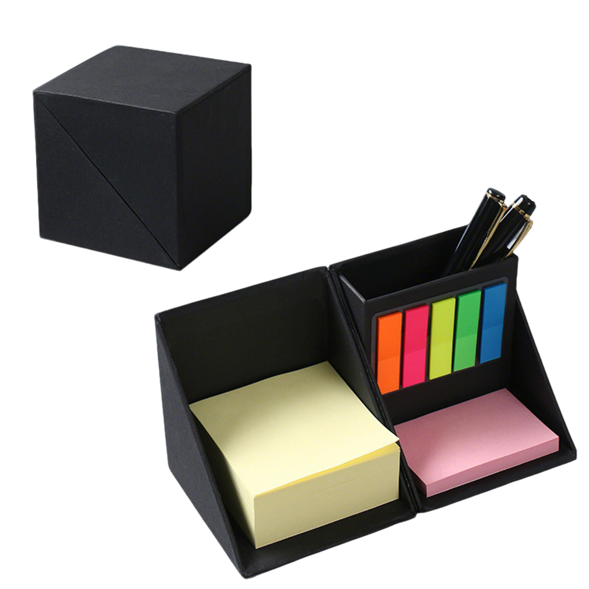 Kraft Desktop Sticky Note Set With Pen Holder 3.15" Cube 2