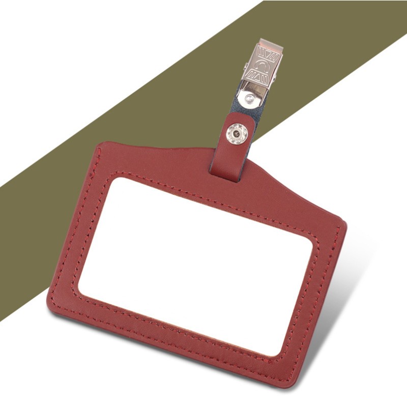 Genuine Leather Badge Holder with Metal Buckle 8