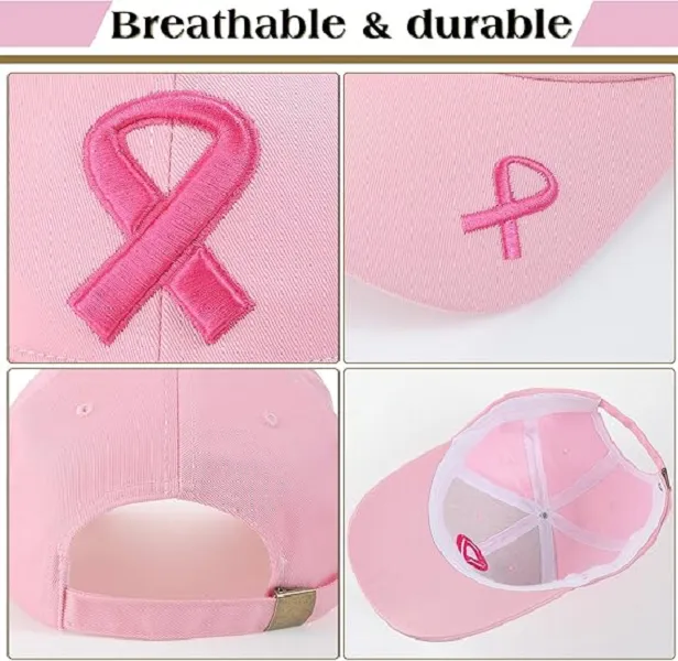 Pink Ribbon Embroidered Cap 2