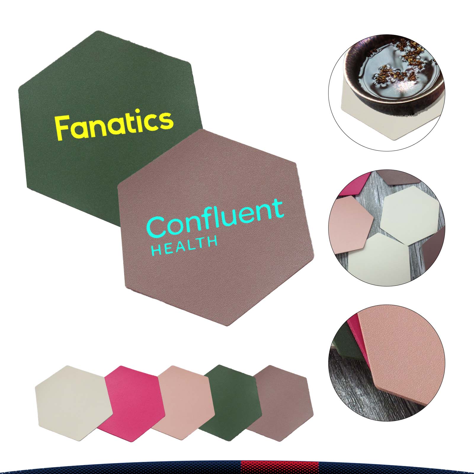 Hexagon PU Leather Coaster 2