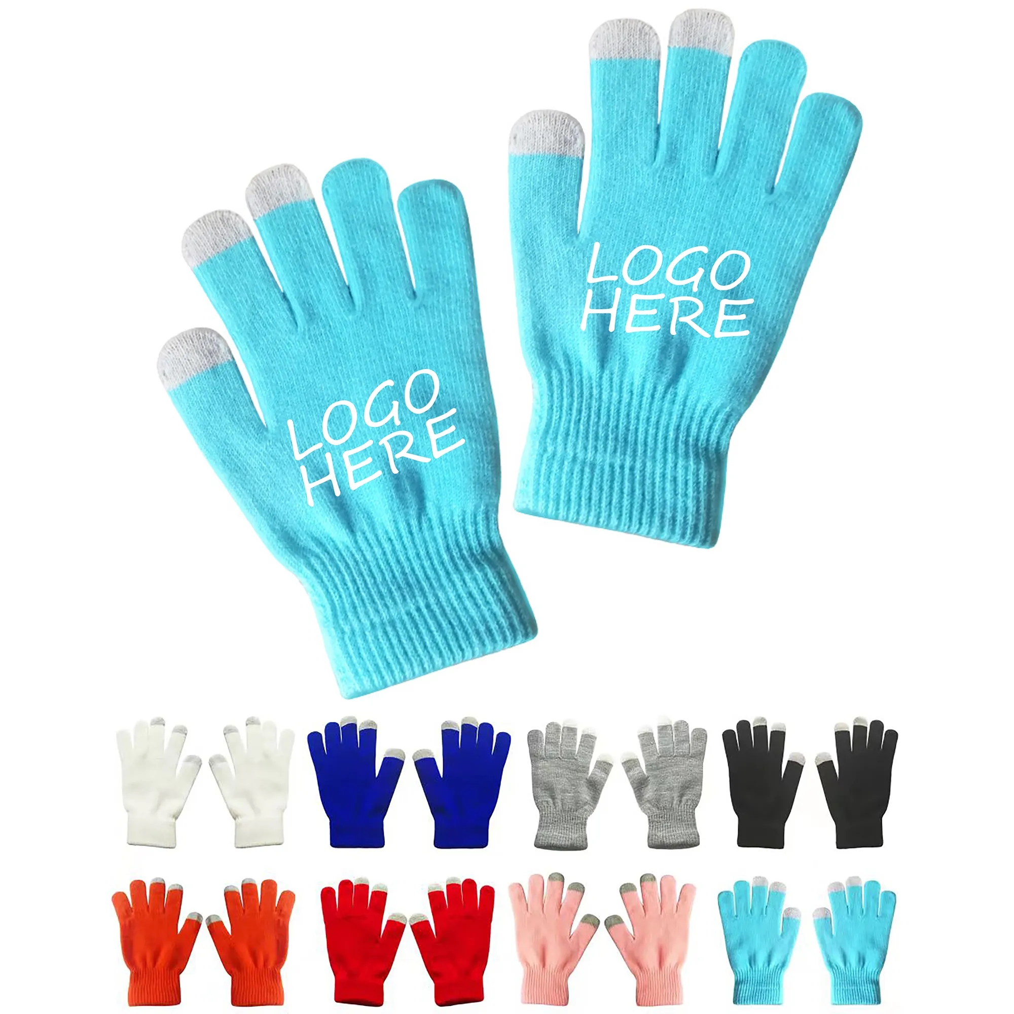 MOQ 50pcs Winter Touchscreen Acrylic Knit Gloves