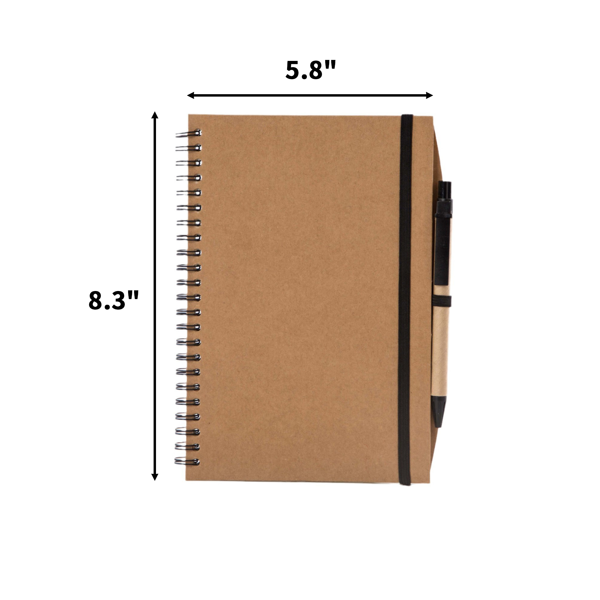 8.3" x 5.8" Recycled Paper Spiral Journal With Pen Holder 3