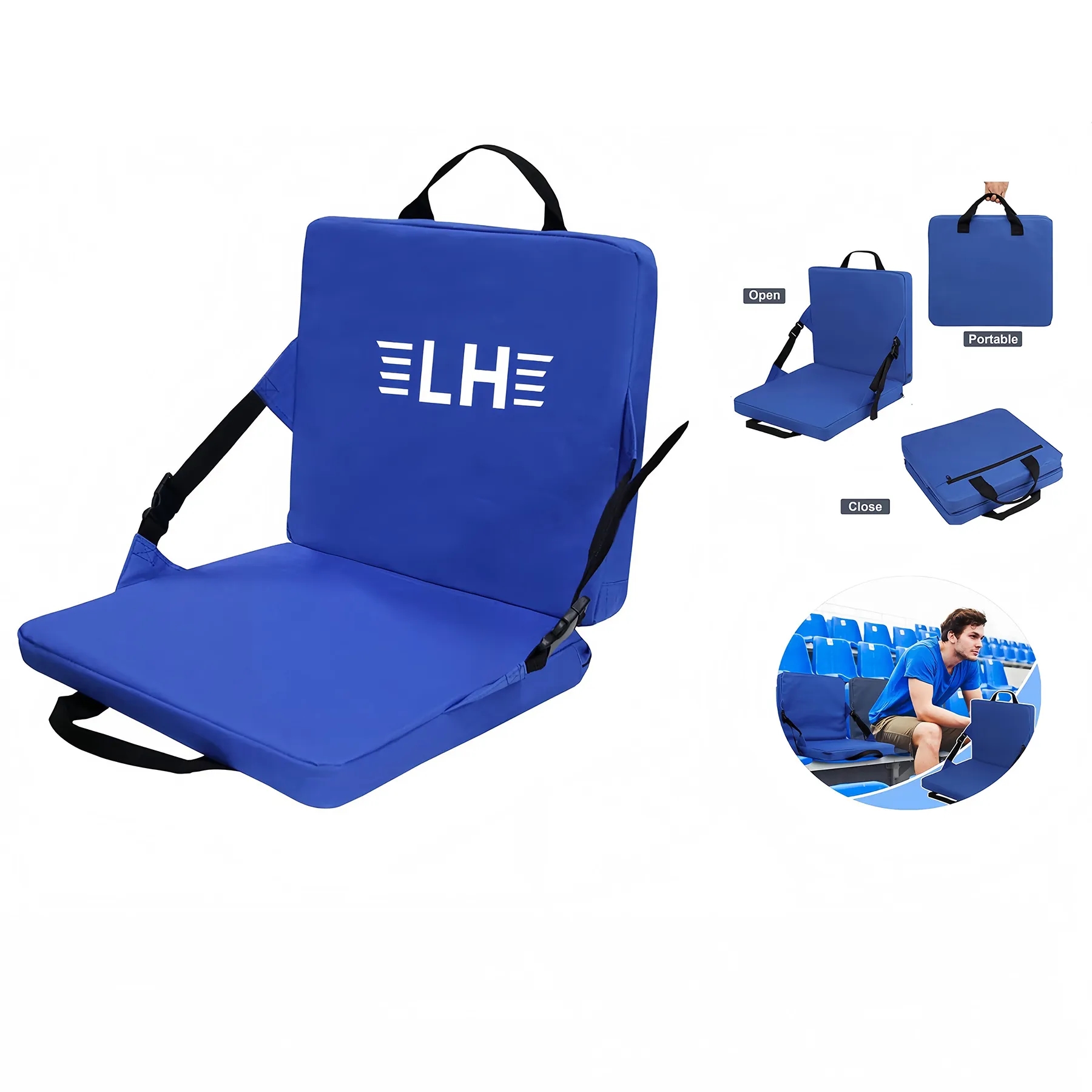 1.6" Thick Padding Portable Stadium Seat Cushion with Back S 2