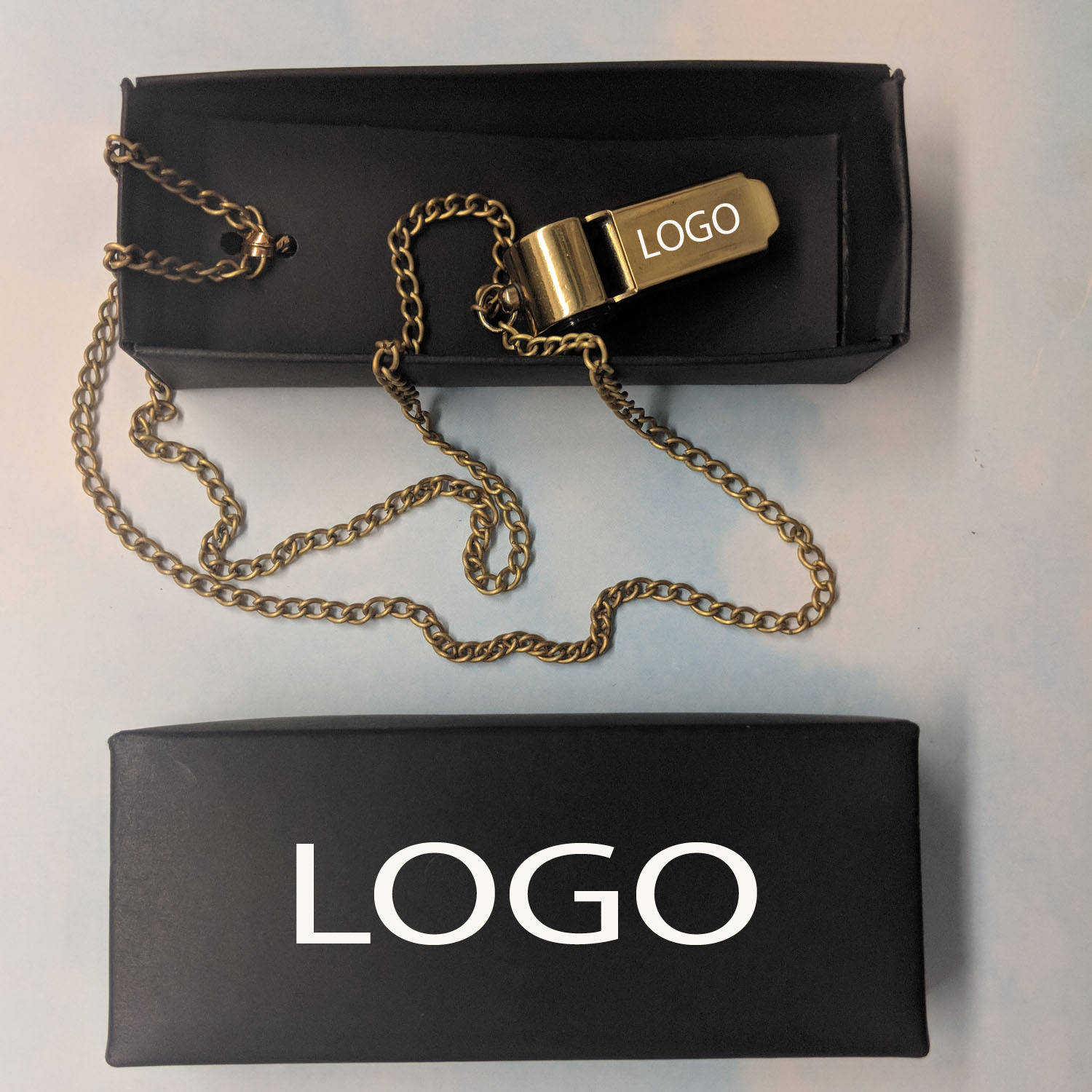 Brass Nautical WhistleKey Chain in Gift Box 2