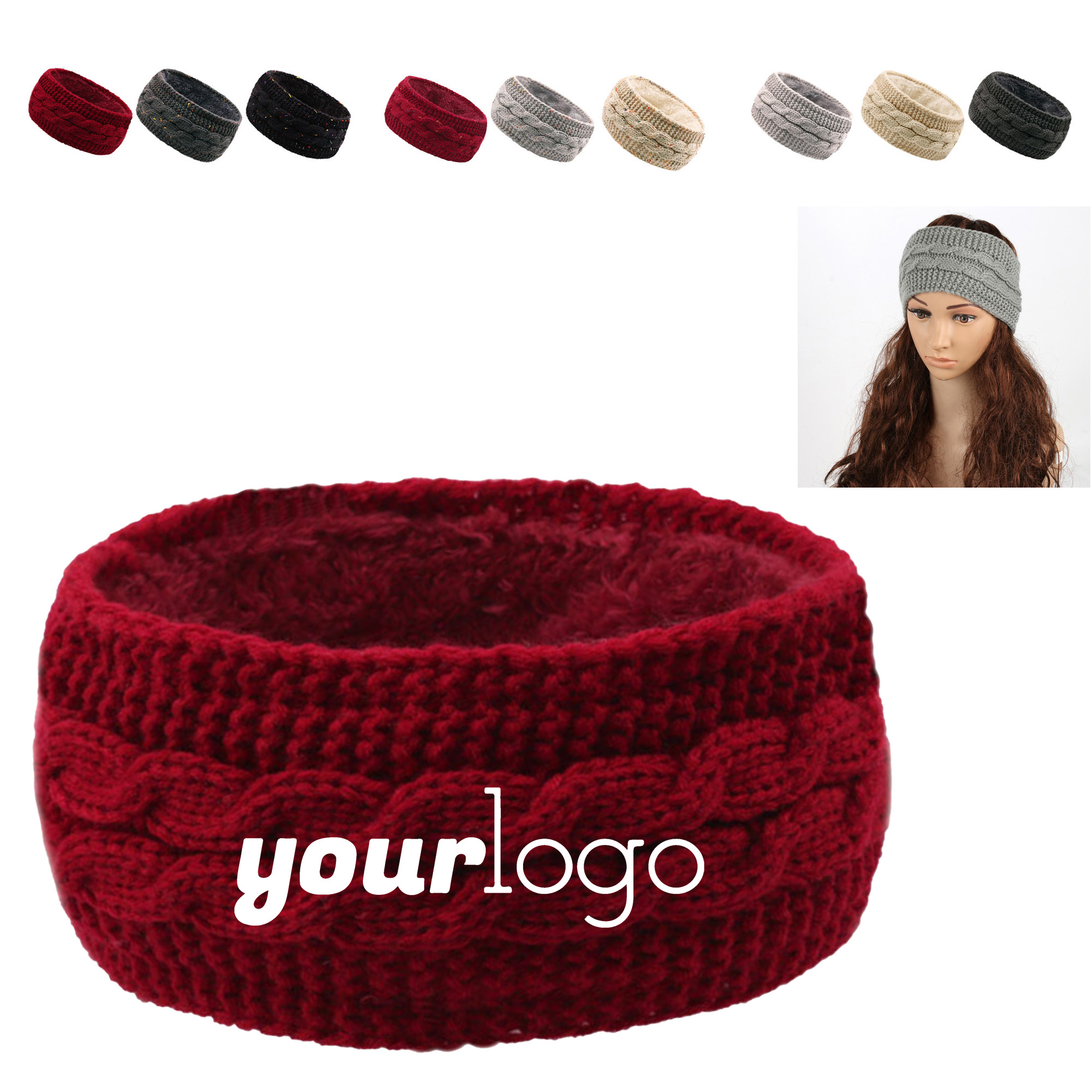Fleece Lined Knitted Headband Ear Warmer for Women 11