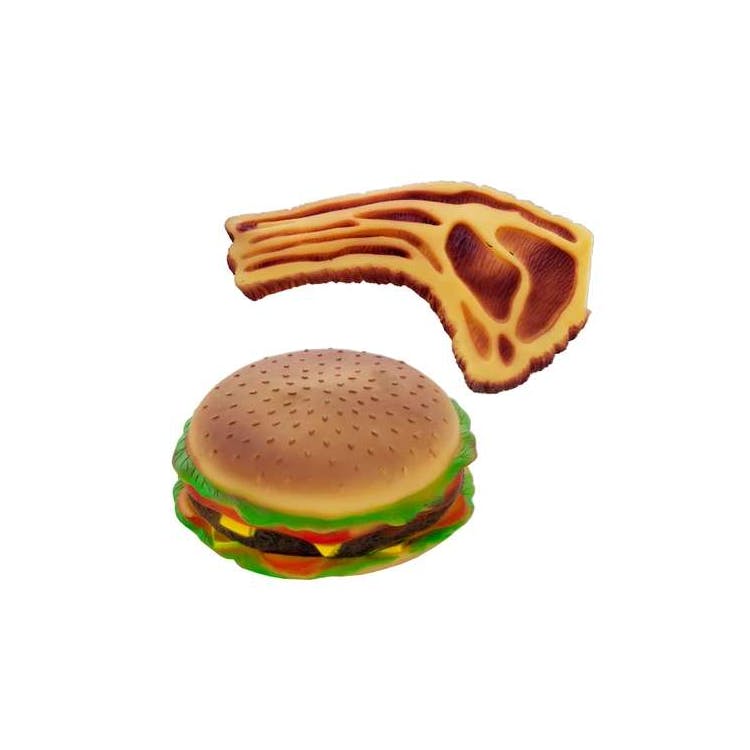 Squeaky Hamburger & Steak Dog Toy 1