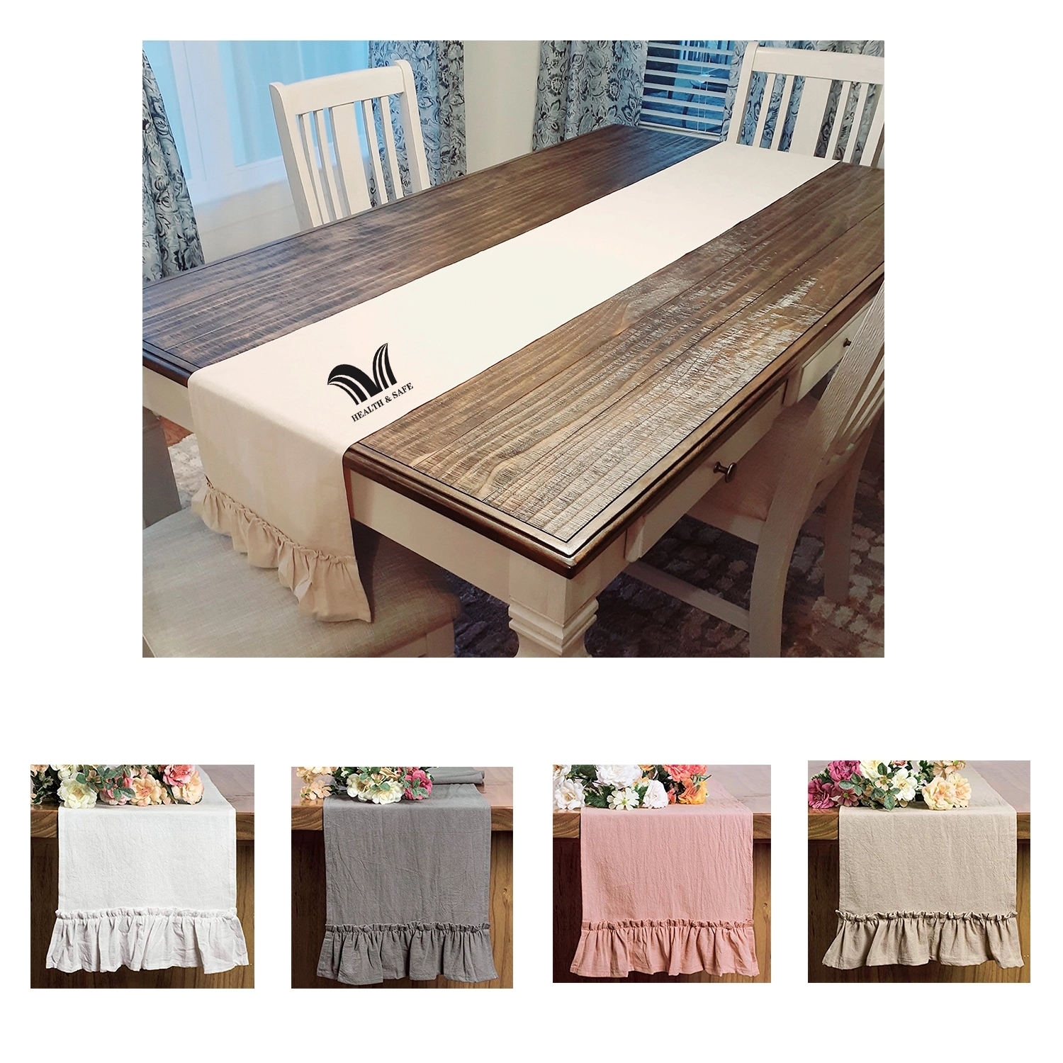 Homes Cotton Linen Table Runner Machine Washable 1