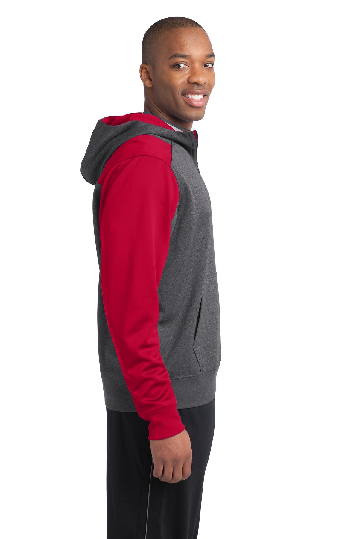 Sport-Tek Tech Fleece Colorblock 1/4-Zip Hooded Sweatshirt. ST249, custom hoodie or sweatshirt with logo imprint 10
