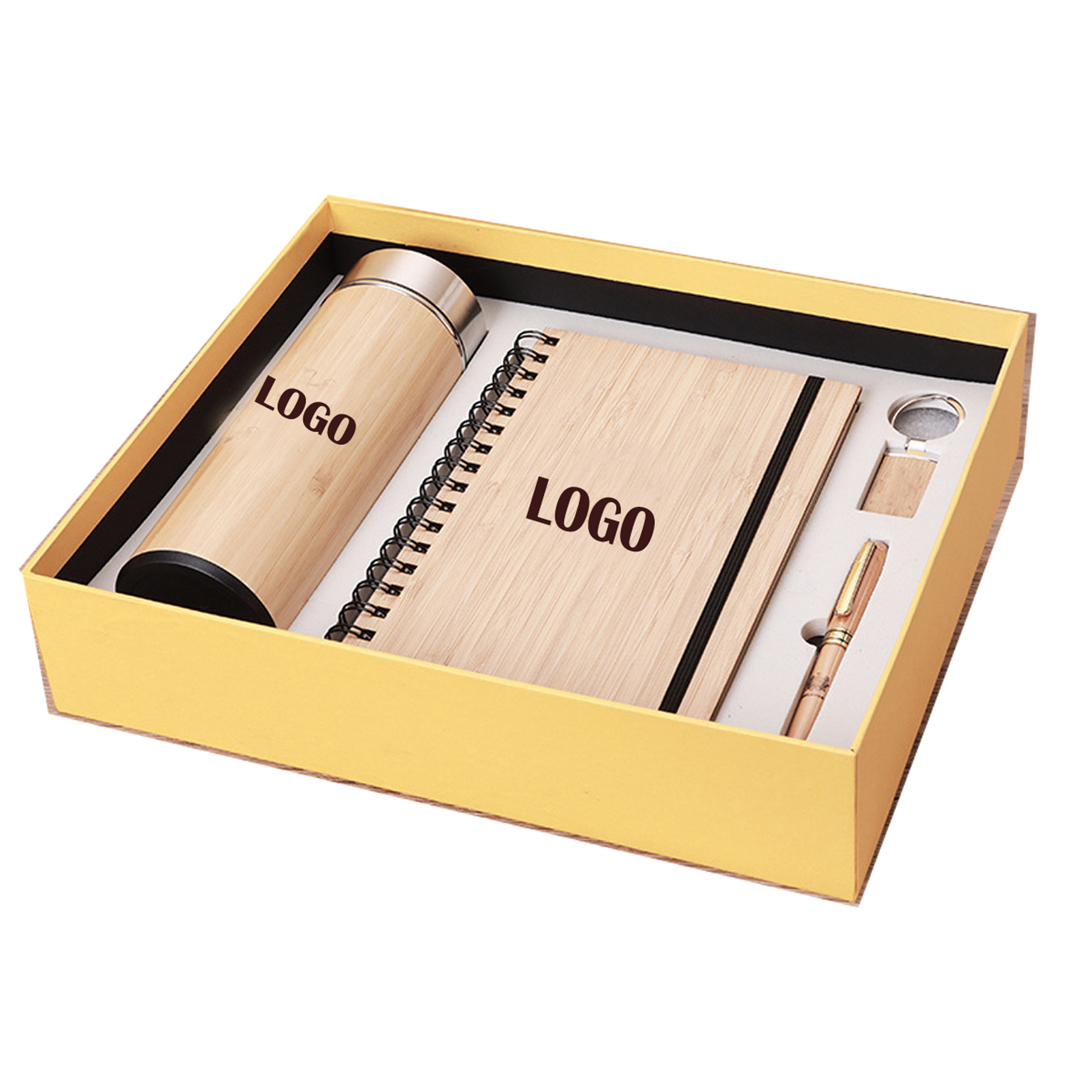 Bamboo Eco-Friendly Gift Set: Tumbler, Notebook, Pen, Keychain 5