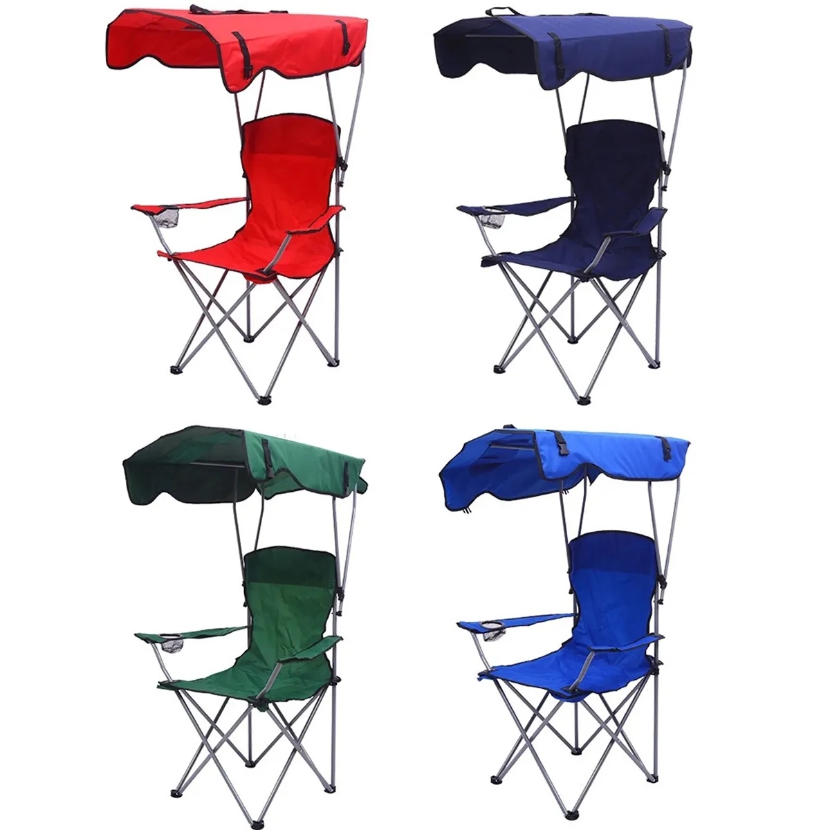 Folding Camp Chairs with Shade Canopy Recliner Support 5