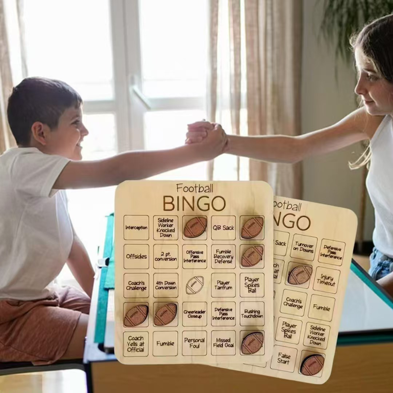 Creative Football Bingo Game Wooden Tic-Tac-Toe Board 6