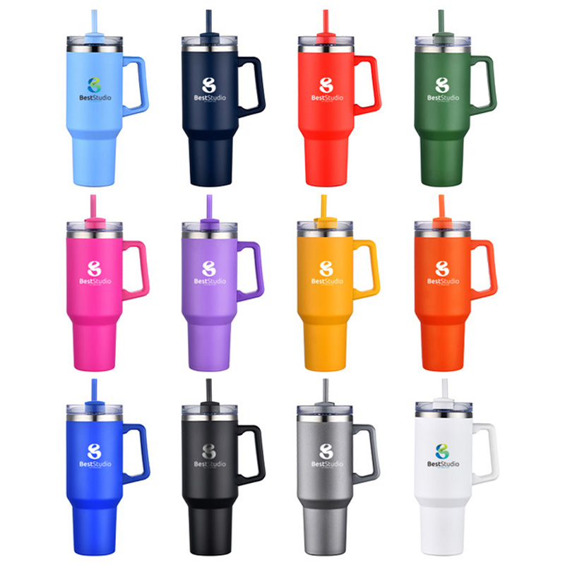 40oz. Travel Mug with Handle and Straw 26