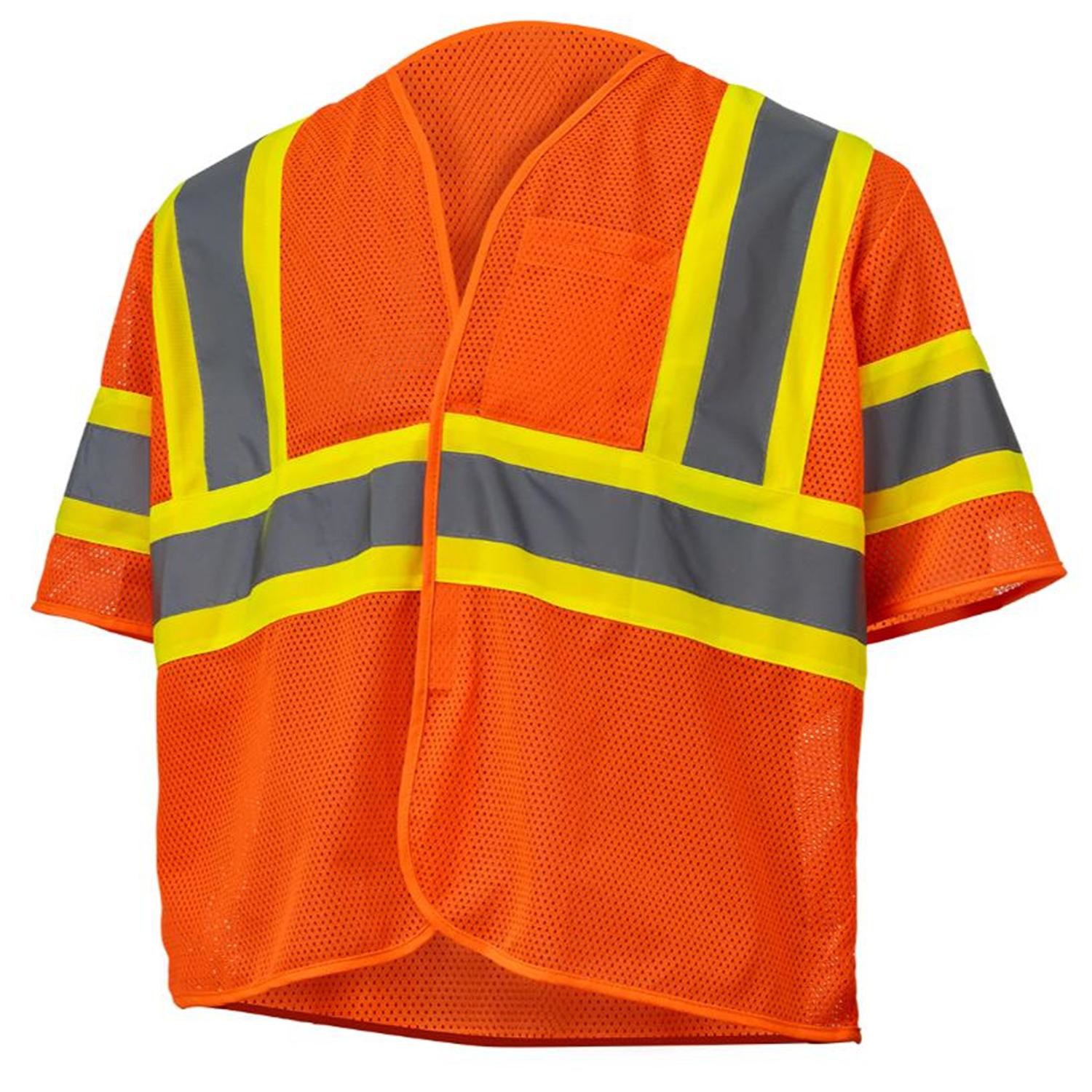 3.8oz. Polyester Class 3 Two Tone Reflective Safety Hook & Loop Vest With Pocket 3
