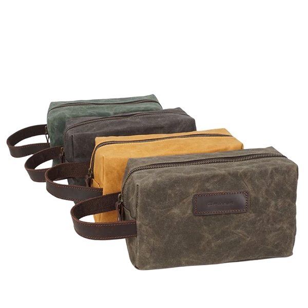 Waxed Canvas Plastic Lined Travel Kit 1