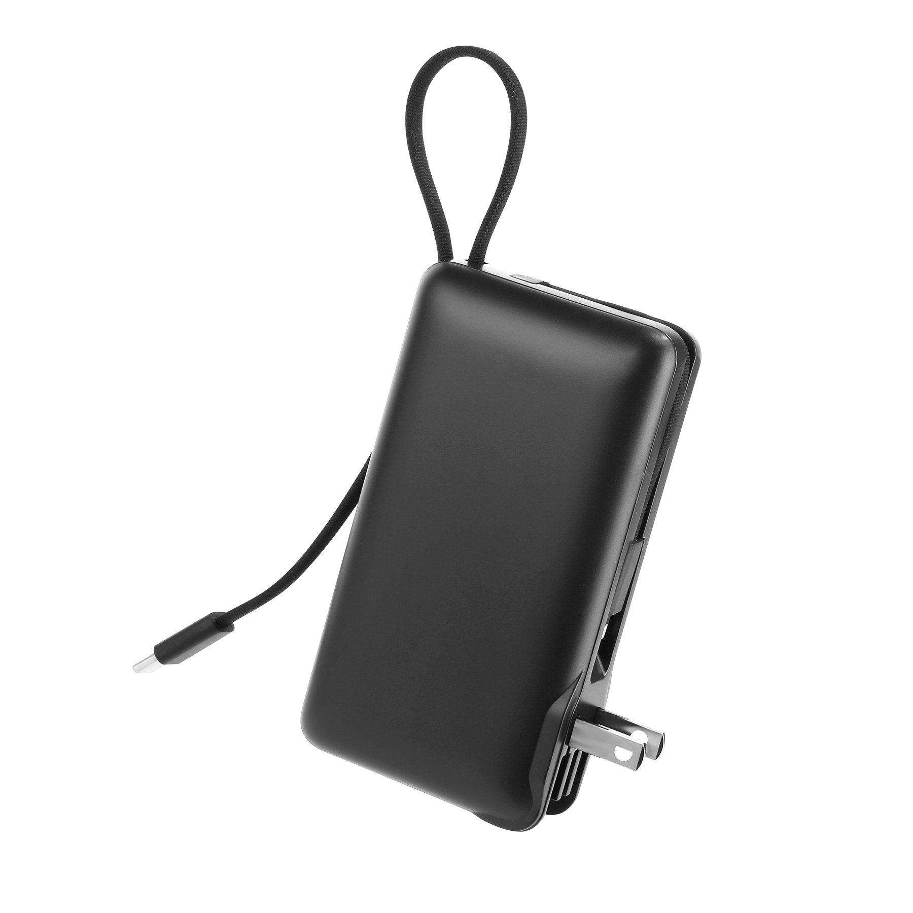 10000mAh 20W PD Power Bank With AC Plug & Built-In Dual Cables 5