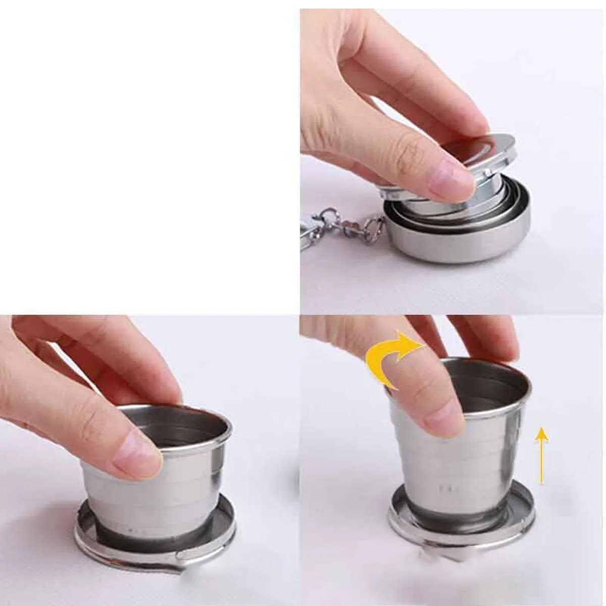 Stainless Camping Cookware Retractable Utensil Folded Cup 6