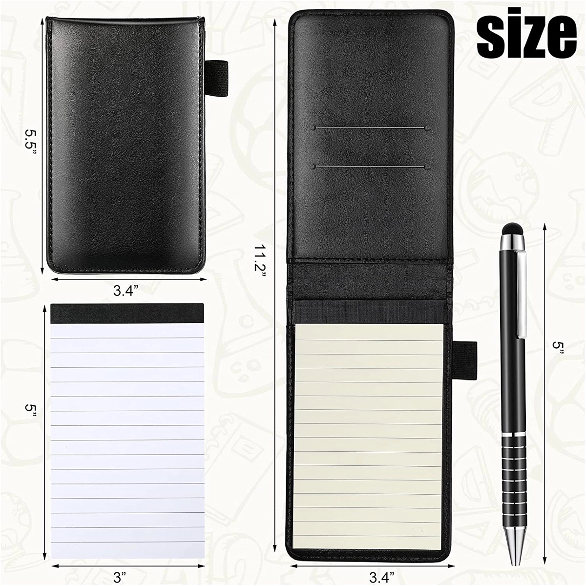 Mini Pocket Notepad Memo Book Lined Sheets With Metal Pen 3