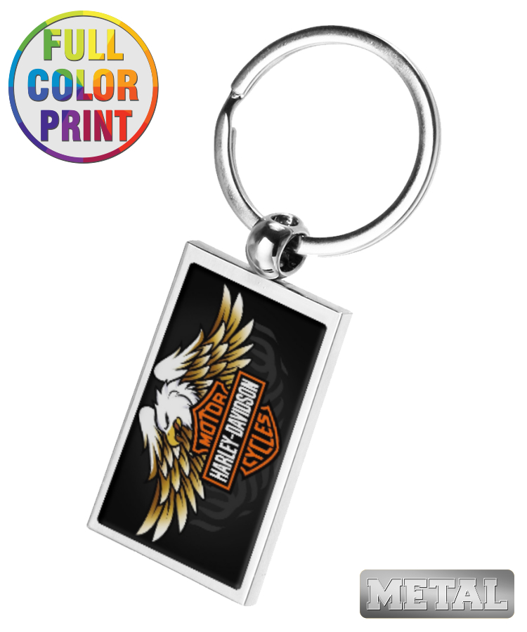 Rectangle Shaped Metal Keychain-Full Color Dome 1
