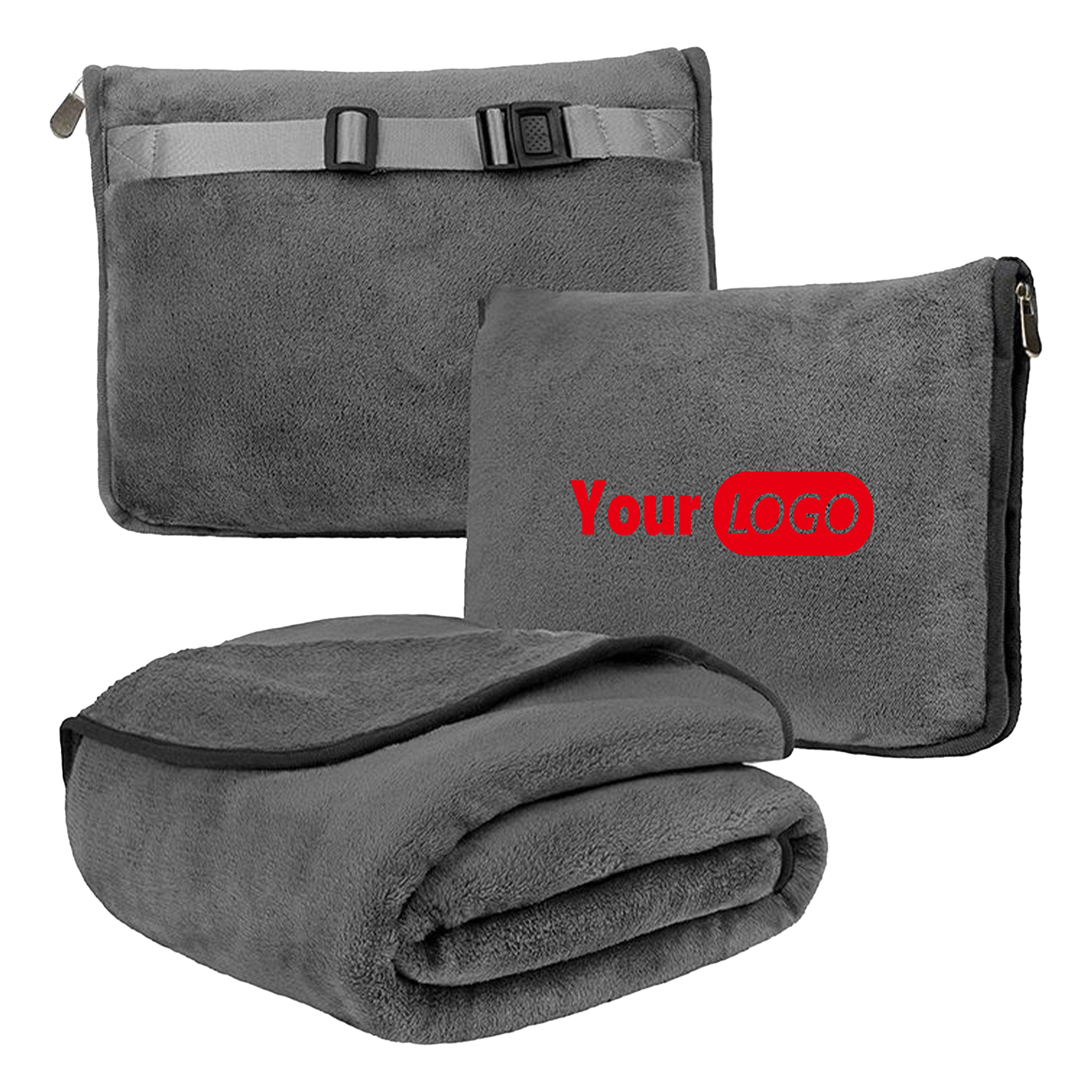 Flannel Compact And Comfortable 2-In-1 Travel Blanket And Pillow 1