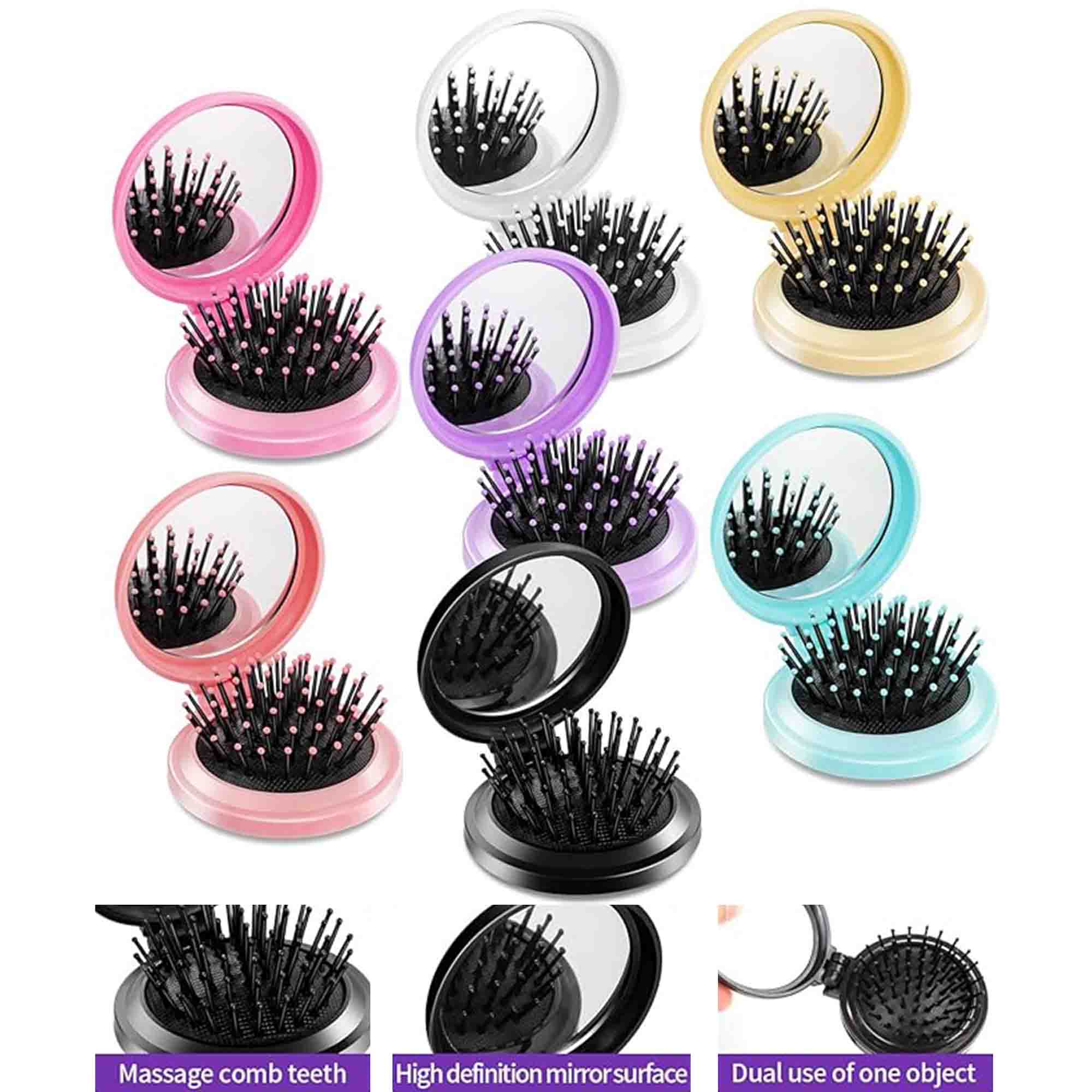 Folding Compact Travel Hair Brush with Mirror 1