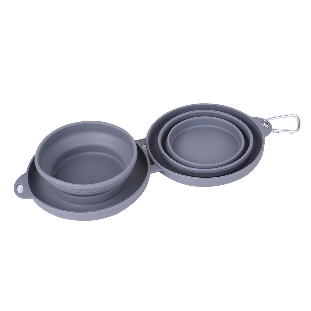 Custom Collapsible Silicone Dog Double Bowl 1
