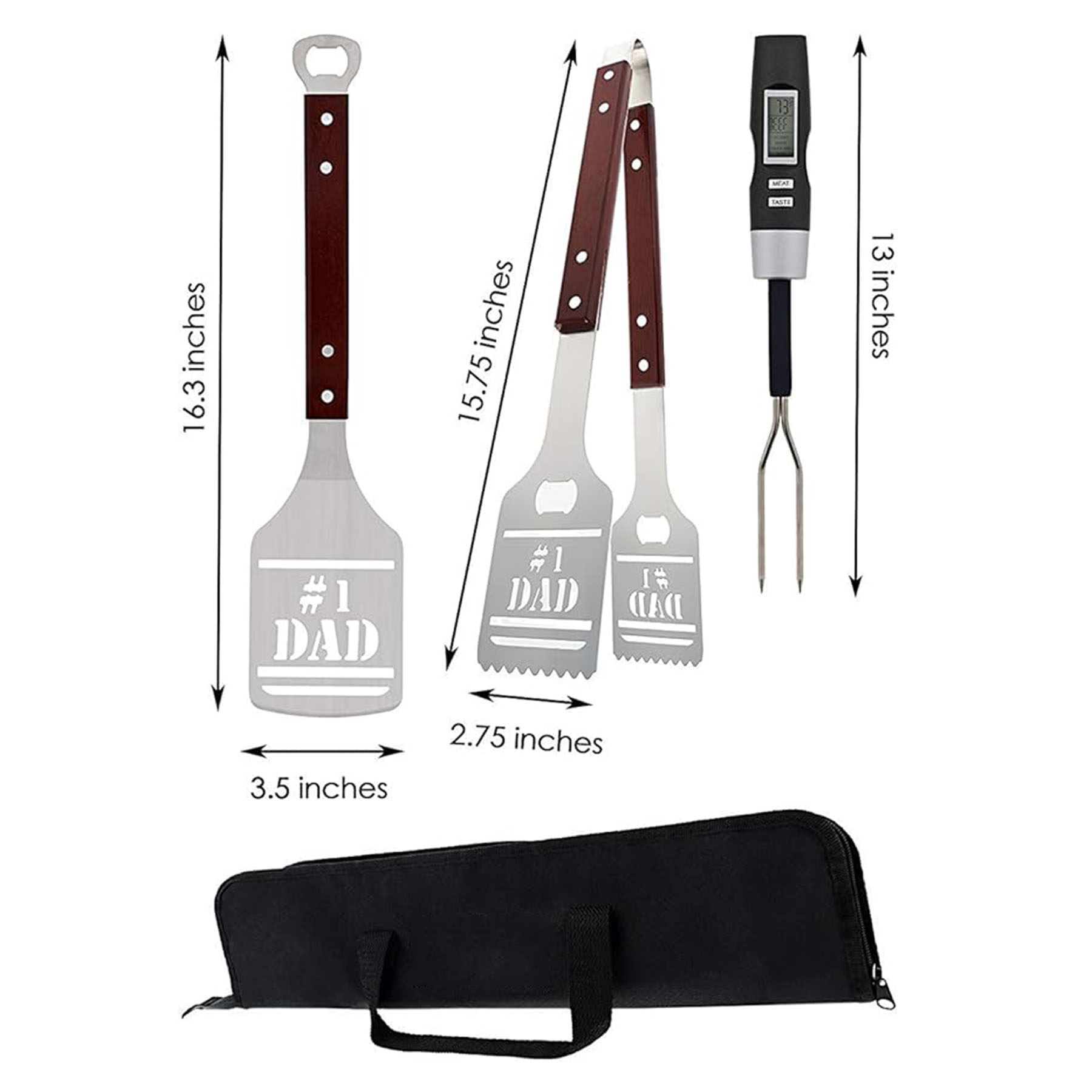 BBQ Grill Tools Set with Thermometer 2