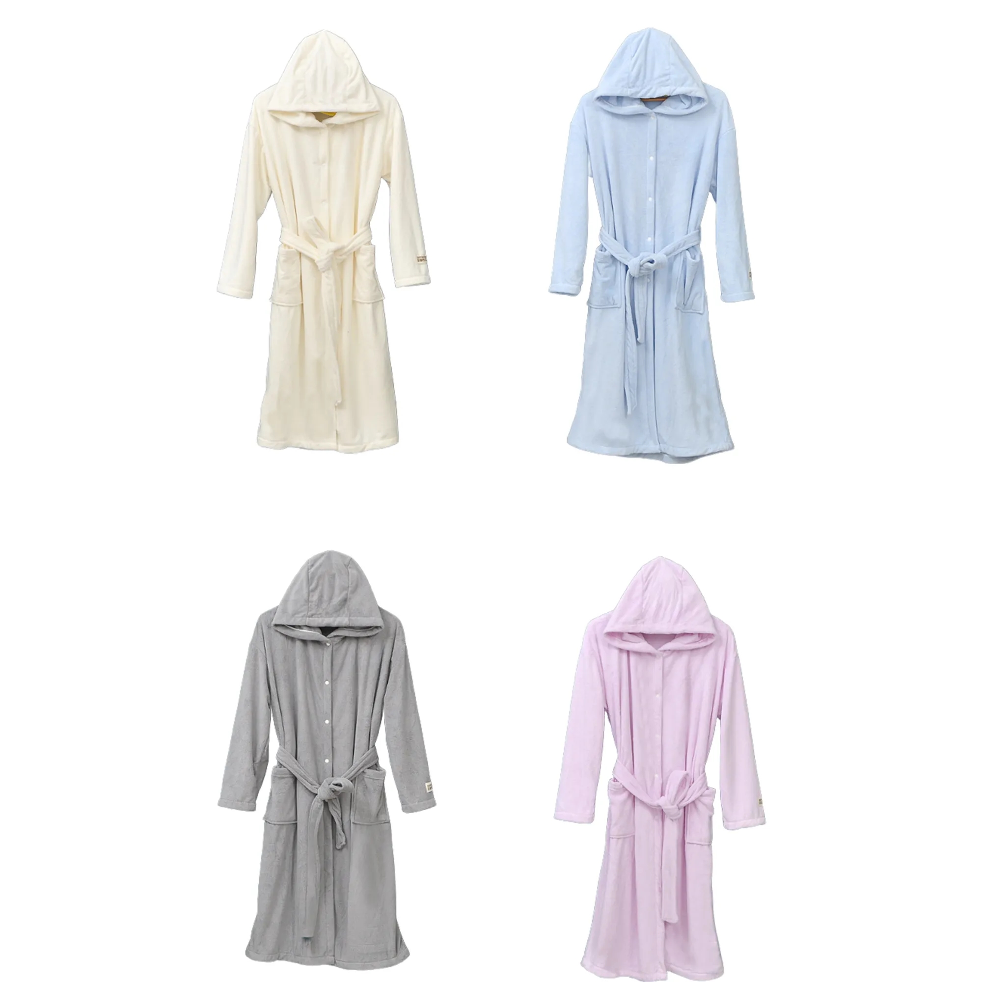 MOQ 25 PCS Coral Fleece Hooded Bathrobe Nightgown 3