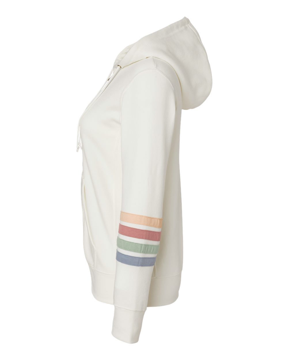 Women's Striped Sleeves Full-Zip Hooded Sweatshirt - W22732 15