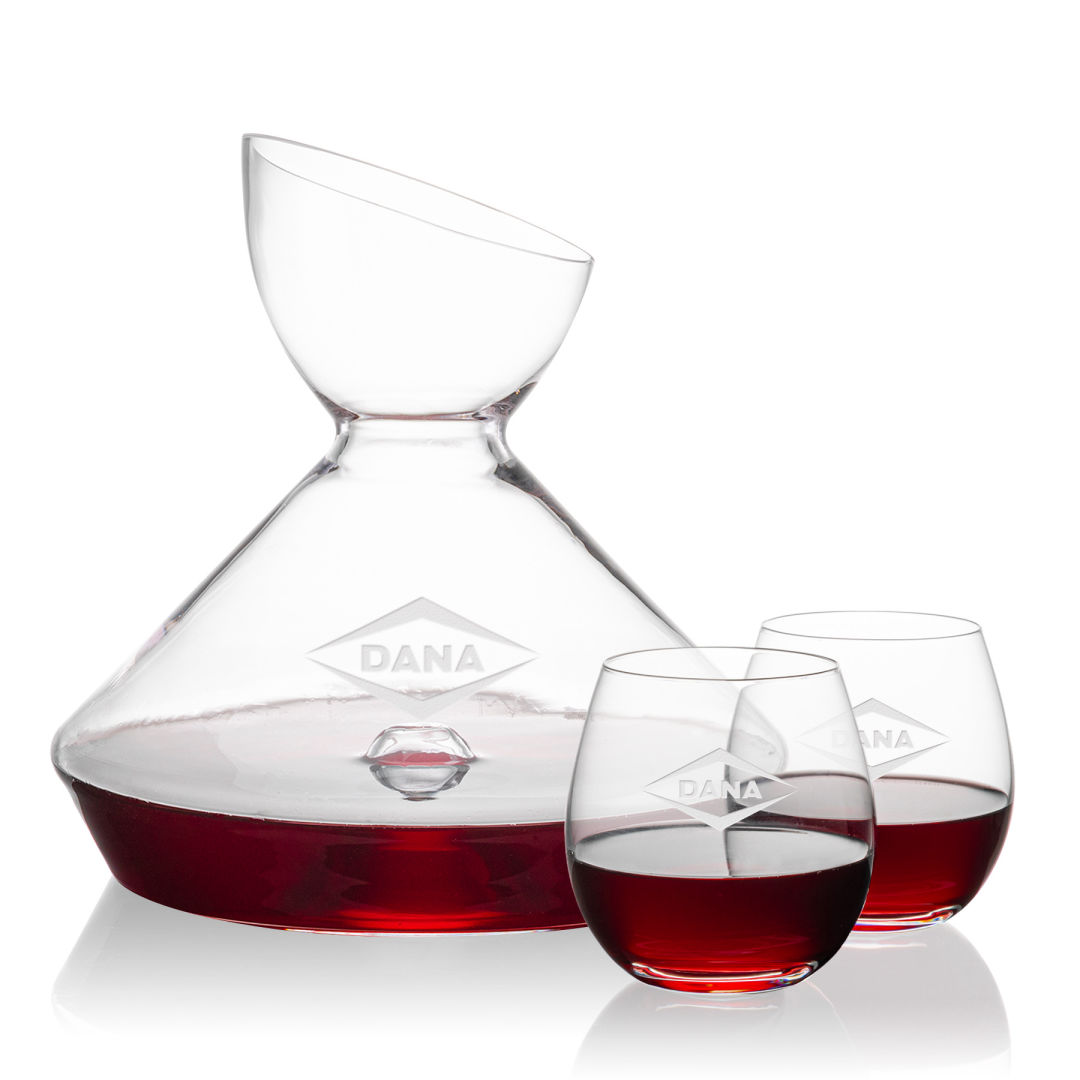 Woodbury Carafe & Redmond Stemless Wine 5