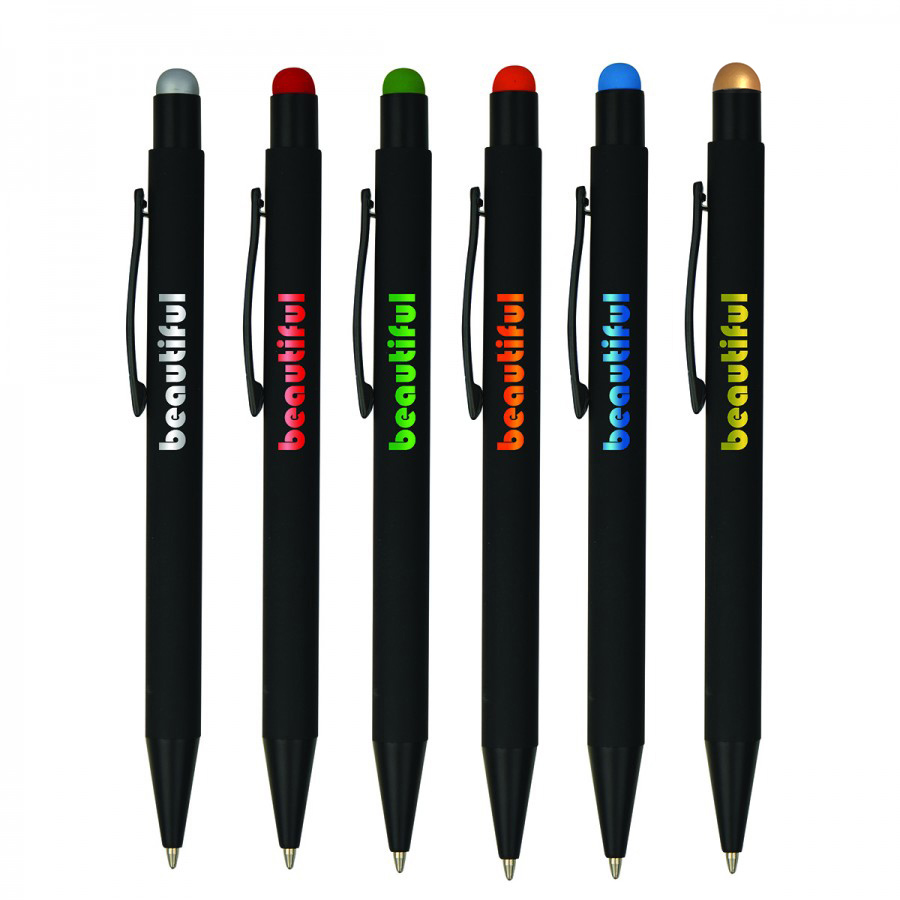 Sleek Soft Rubber Pen & Stylus with Matching Laser Engrave 20