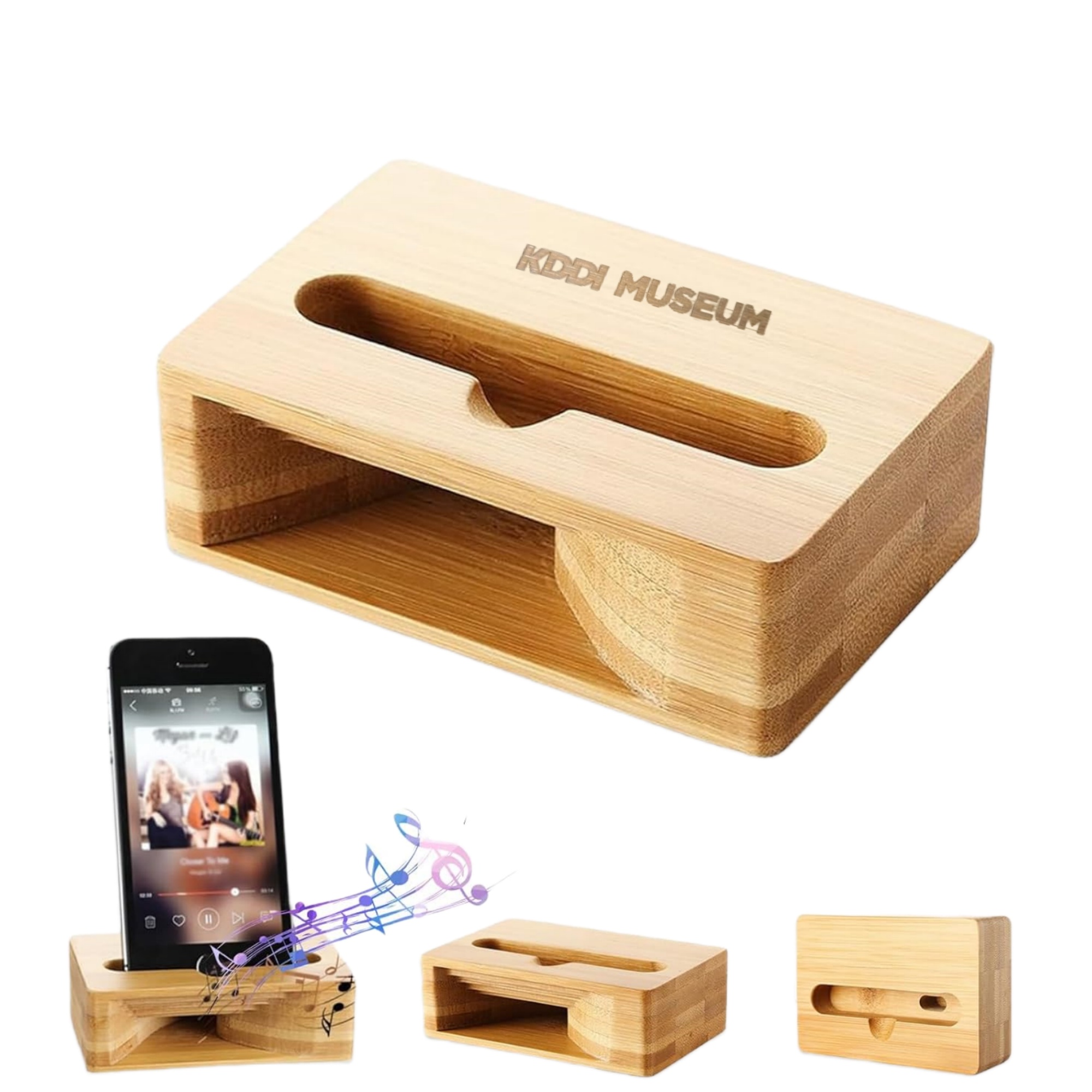 Bamboo Phone Holder Speaker Amplifier 4