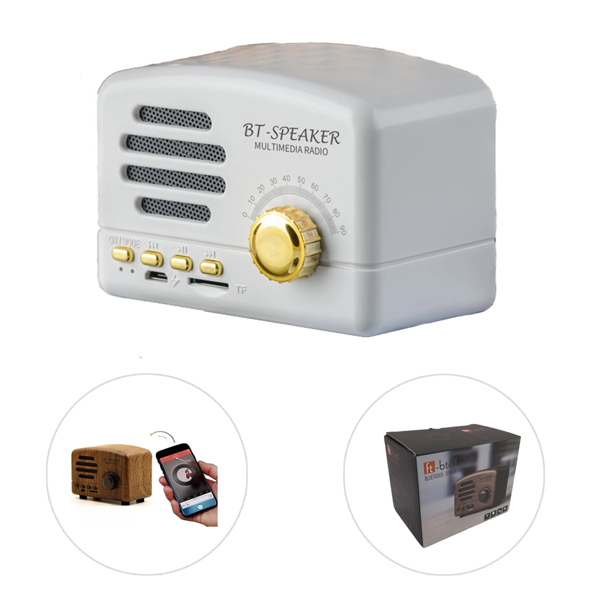 Retro Portable Bluetooth Speaker With Radio 2