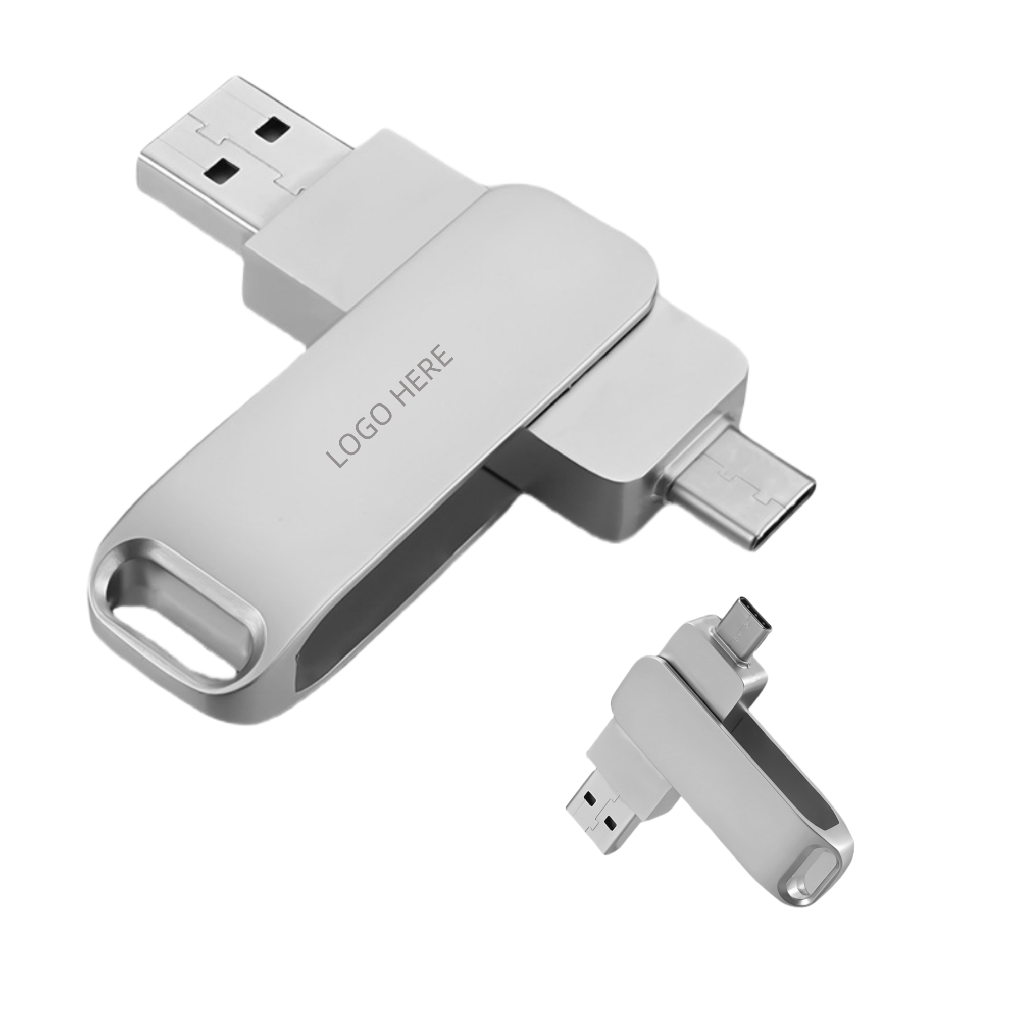 128GB Swivel Phone And Computer Dual-Use USB Flash Drive Customizable 1