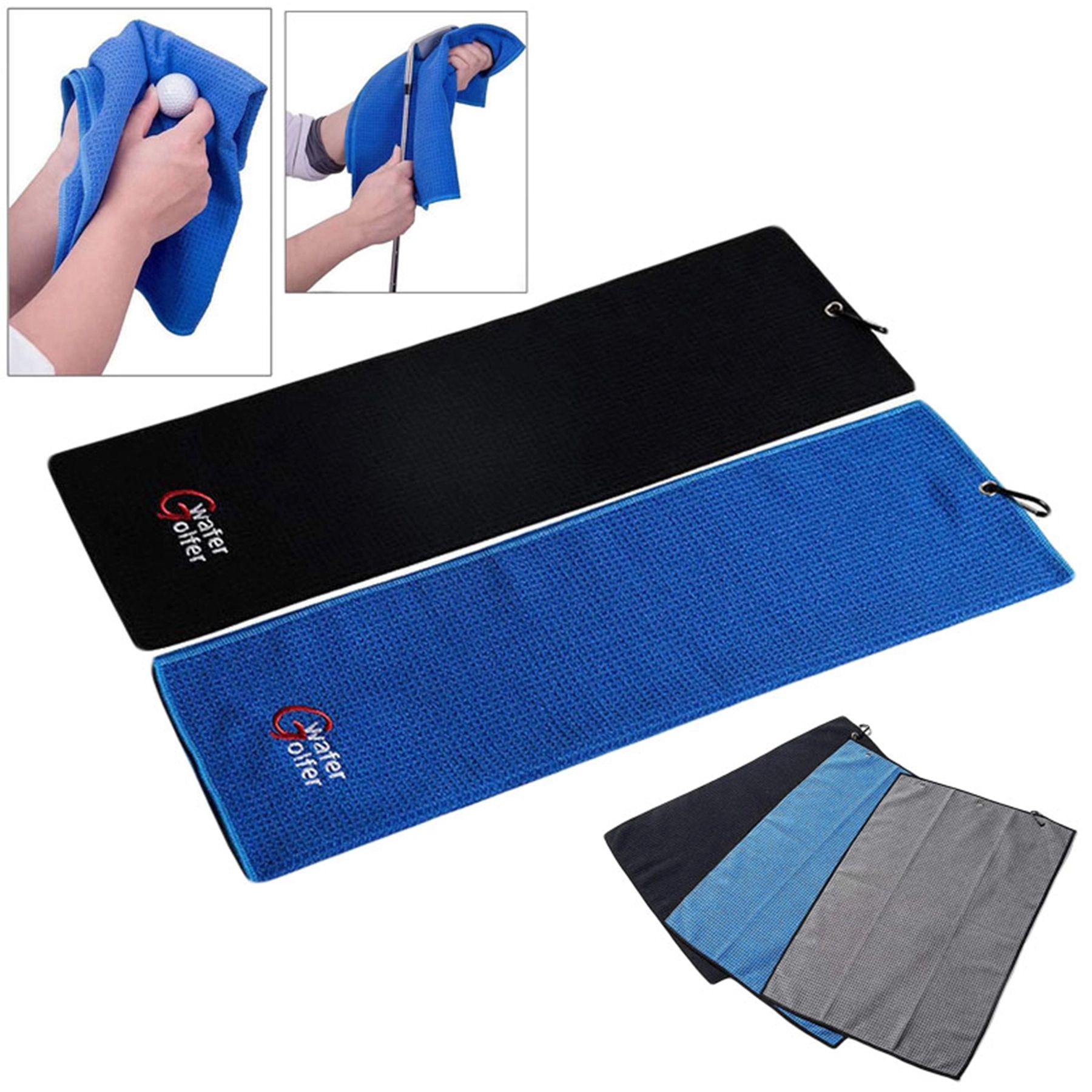 Tri-Fold Golf Towel With Clip 2
