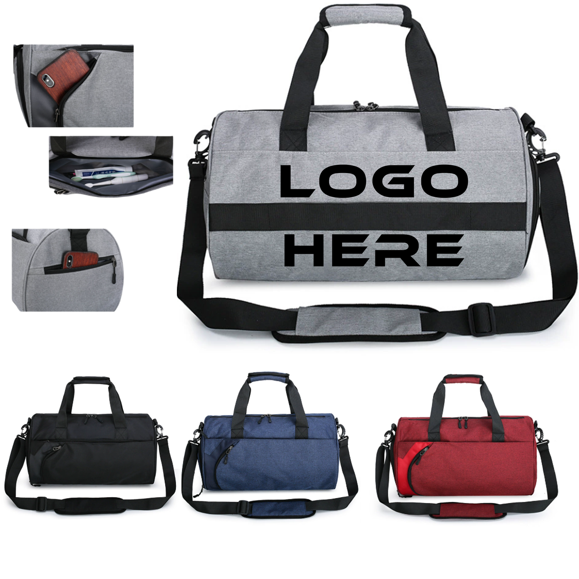 Solid Color Multifunctional Travel Gym Bag 2