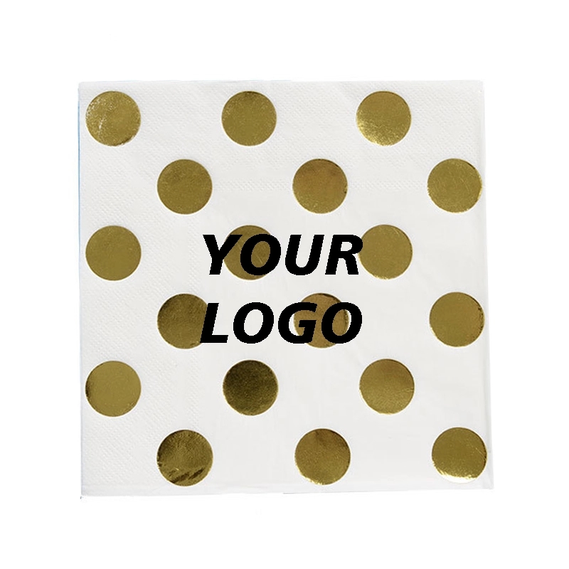 Custom Gold Dot Confetti Paper Napkins 4