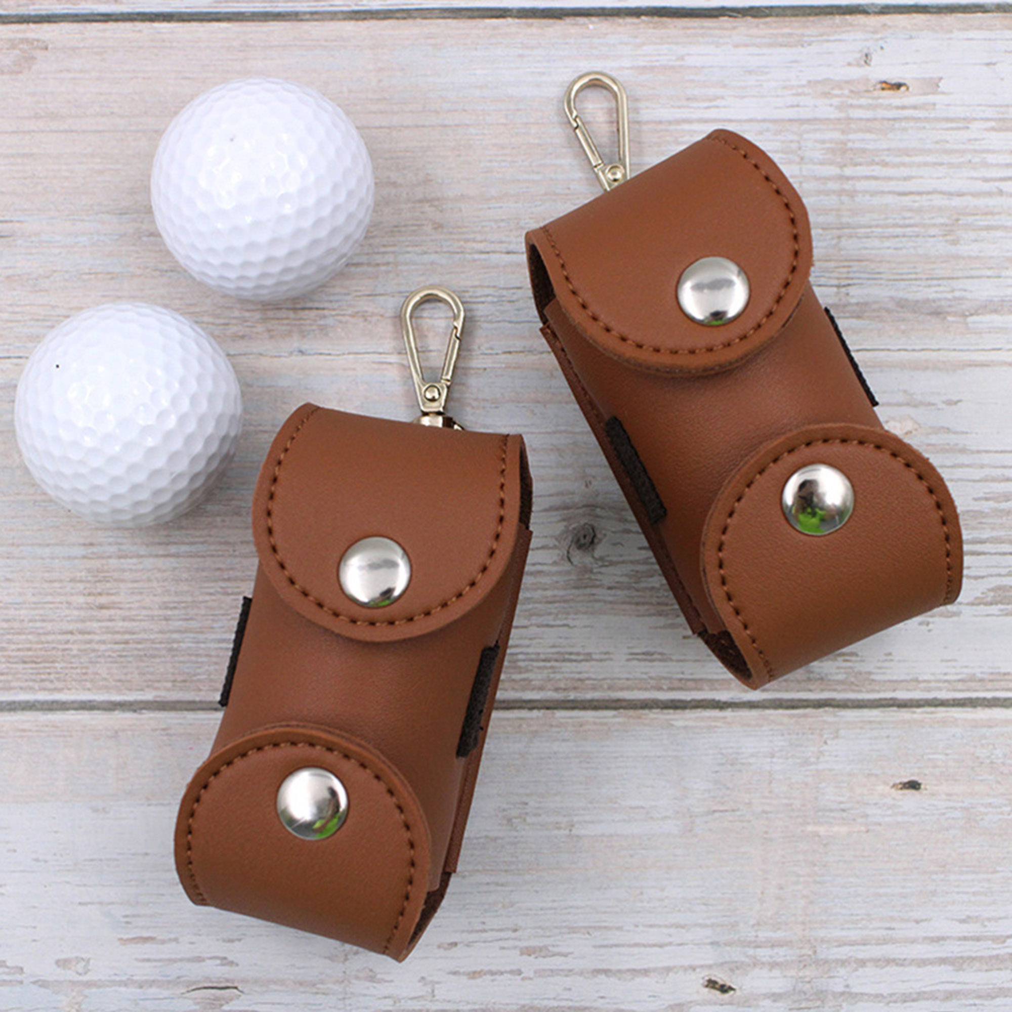 PU Leather Golf Tee Holder Ball Pouch Waist Bag 3