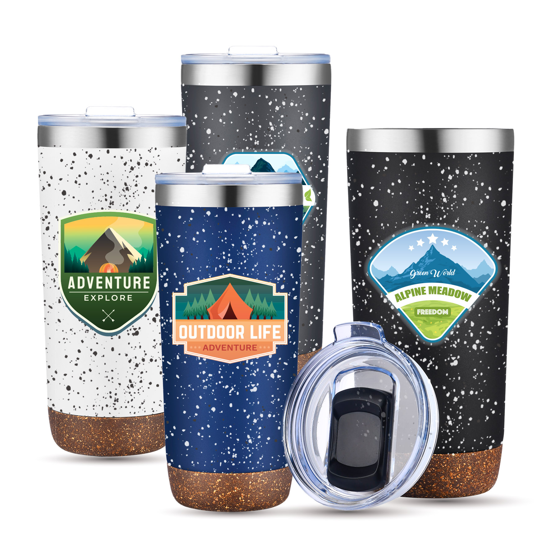 22 oz. Speckled Design Double Wall Steel Cork Bottom Tumbler 9