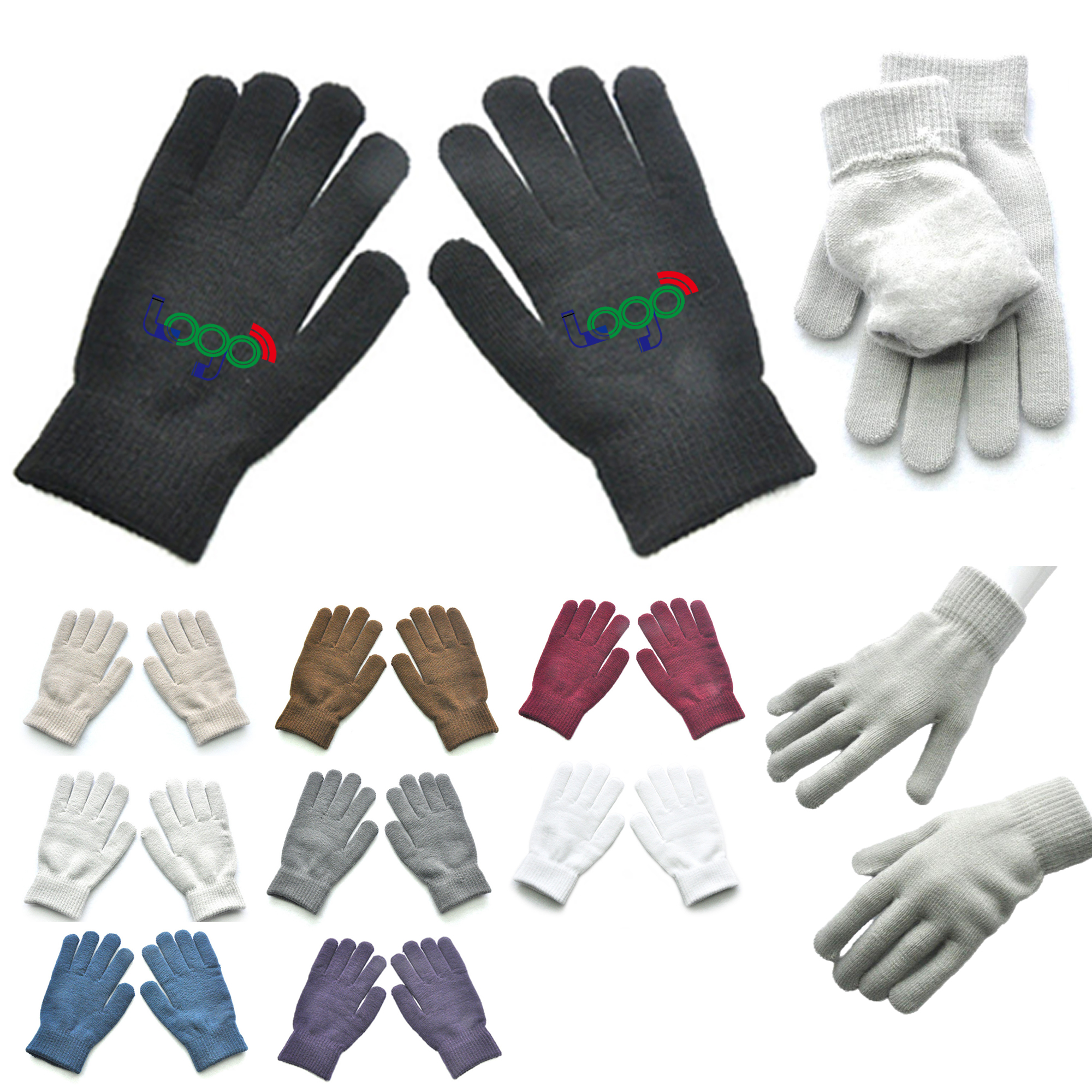 MOQ 50 PCS Soft Winter Solid Color Knitted Gloves 9