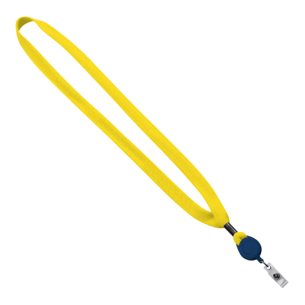 5/8" New Polyester "Shoelace" Lanyard with Retractable Badge Reel 100