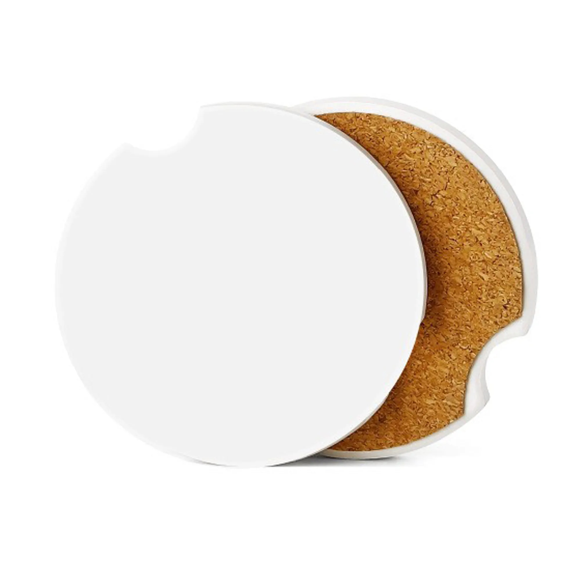 Absorbent Automotive Ceramic Coaster w/ Cork Base 2
