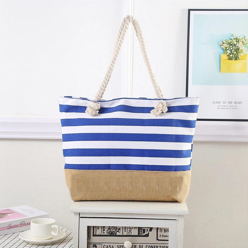 Striped Stitching Canvas Bag 3