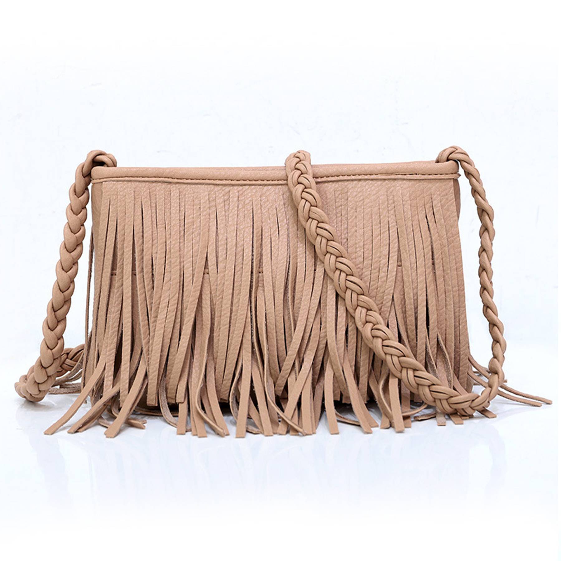 PU Hand-woven tassel shoulder cross-body bag 6