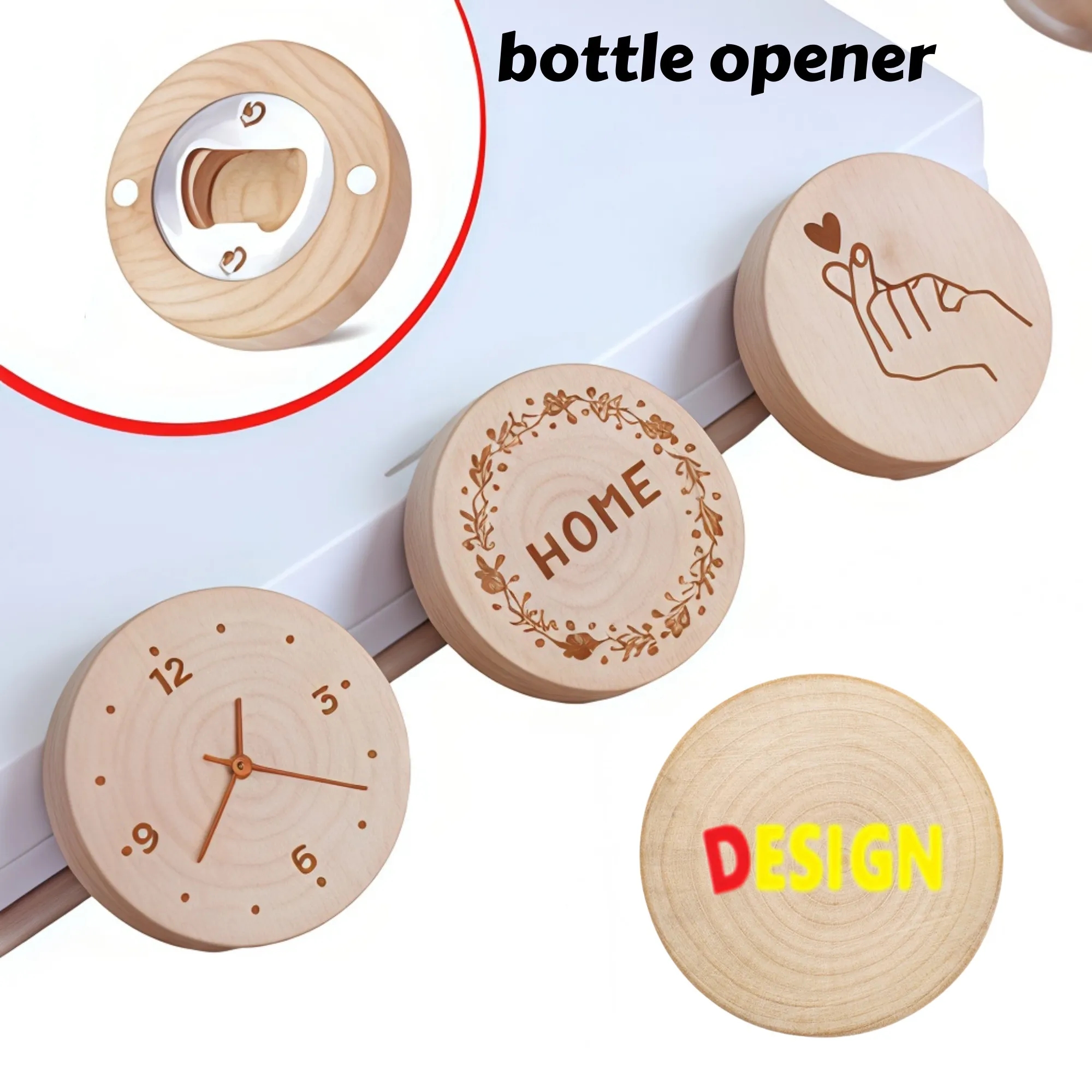 Wooden Magnetic Fridge Bottle Opener