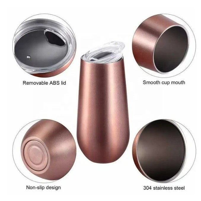 Summer 6oz Reusable Insulated Champagne Flute Wine Tumbler 1