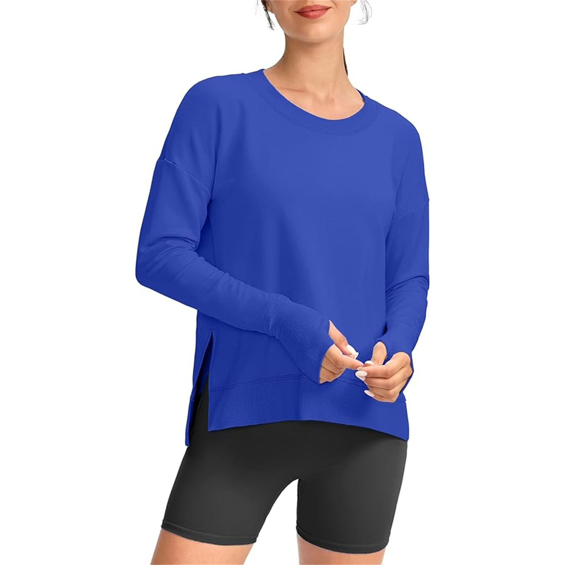 Womens' Side Slit Thumb Holes Yoga Shirt 4