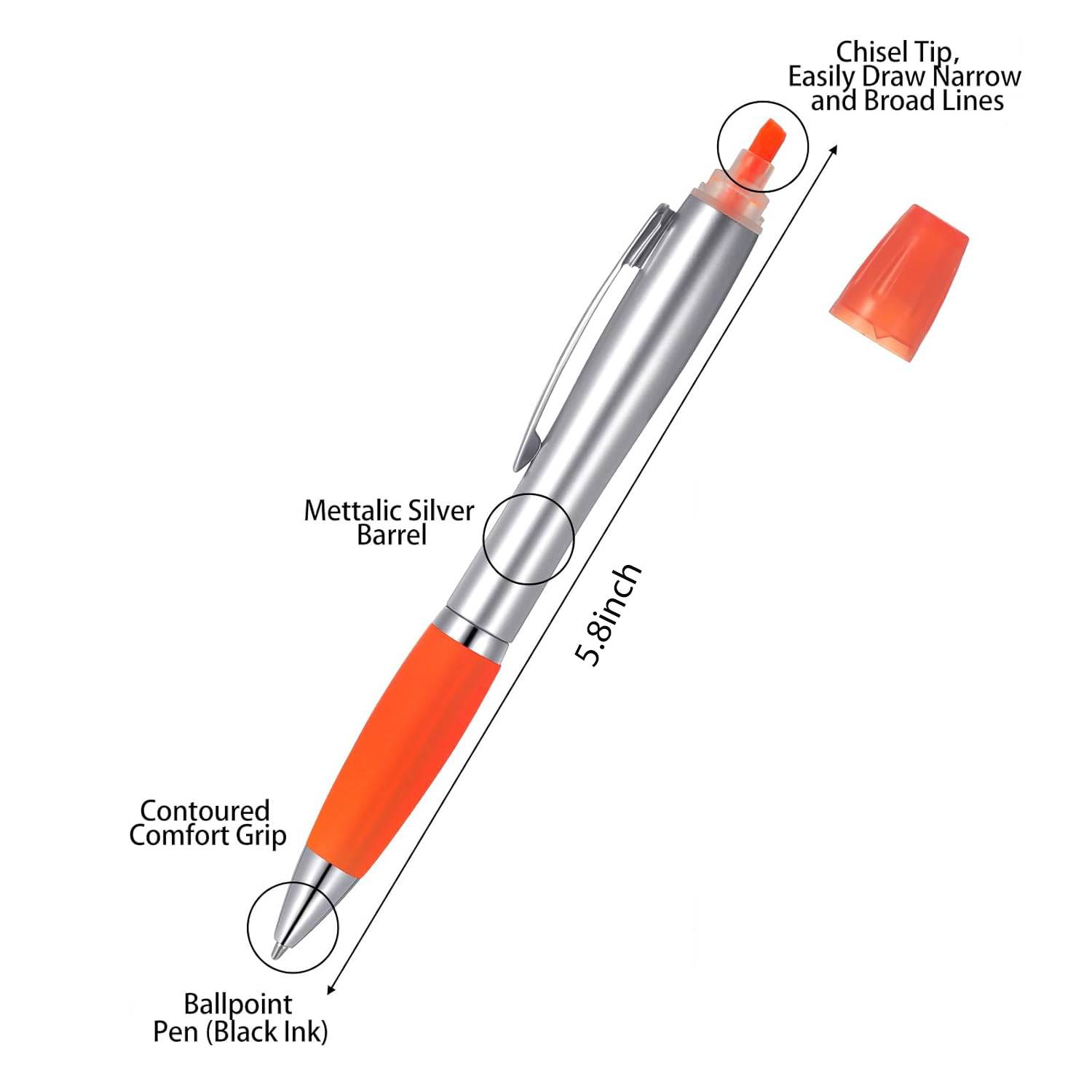 Dual purpose ballpoint pen+highlighter pen 2