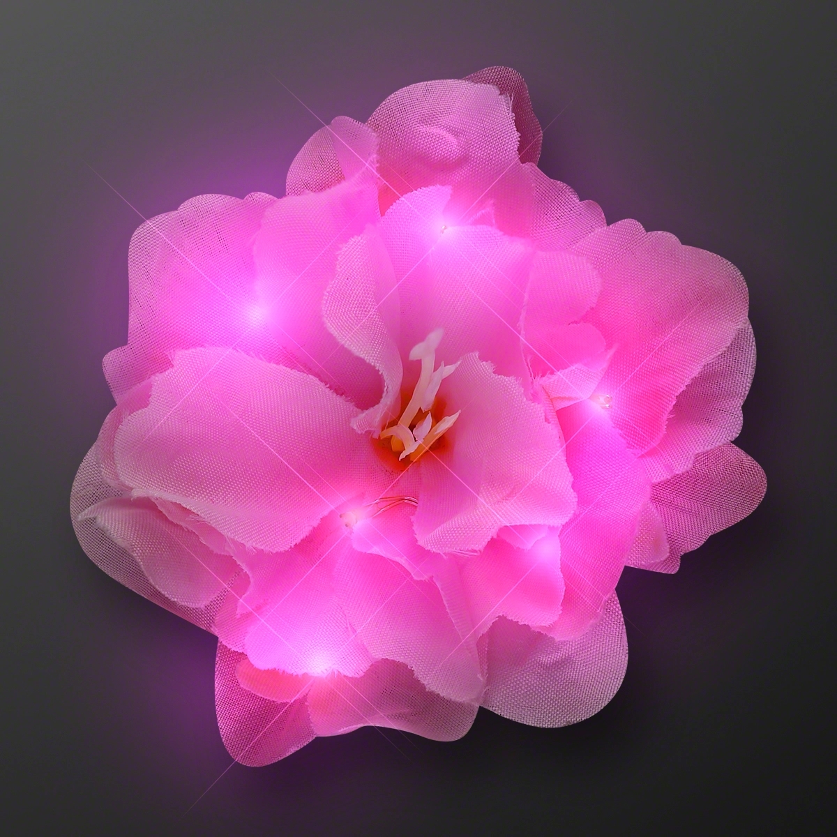 Light Up Pink Flower Hair Clip & Lapel Pin 2