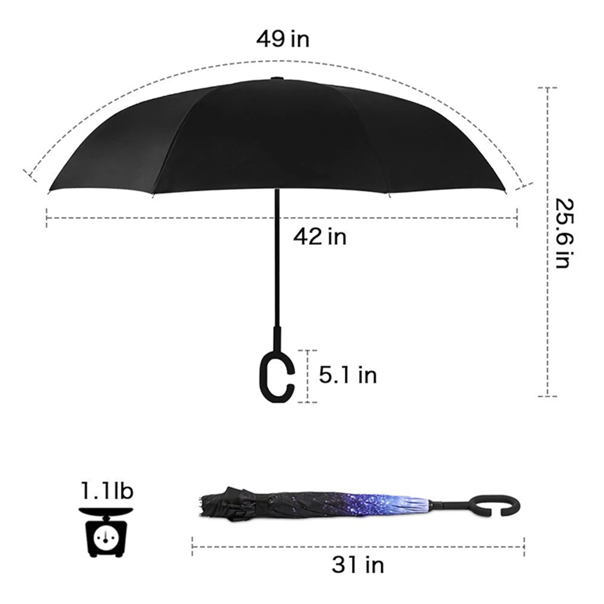 Double Layer C Shape Handle Inverted Reverse Umbrella 4