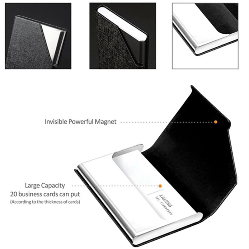 Metal PU Leather Business Card Holder 2